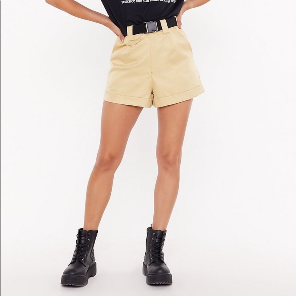 NASTY GAL Buckled High Waist Utility Short